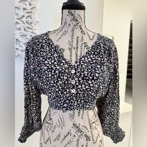 Angie Crop Top~ Navy Floral